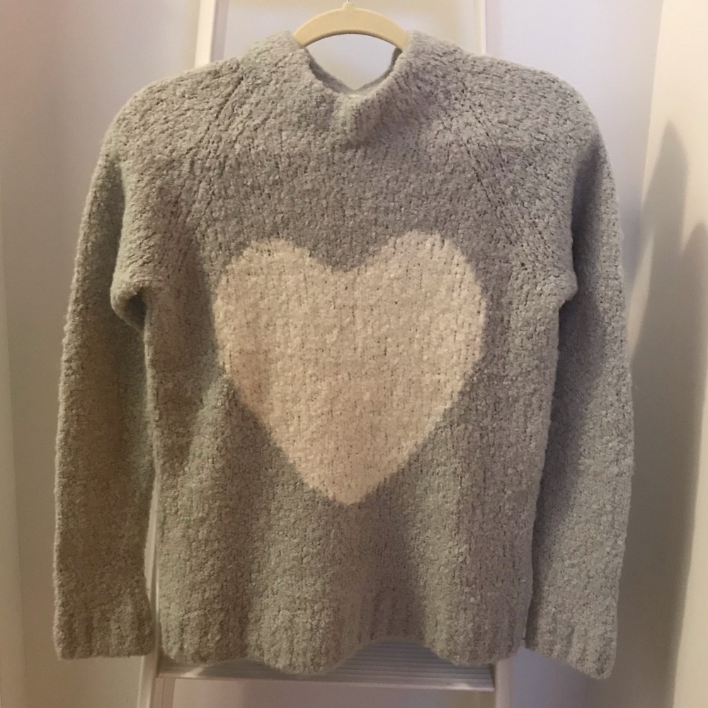 Crewcuts grey sweater with heart long sleeve